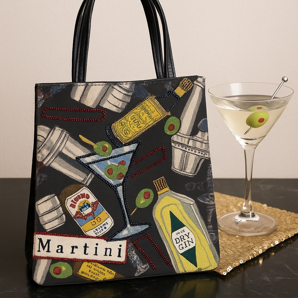 Prezzo Beaded Martini Cocktail Handbag Tote‎ – Novelty Bar Theme,